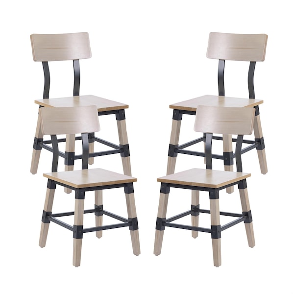 Flash Furniture Jackson Commercial Grade Rustic Antique White Industrial Wood Dining Chair, 4PK 4-XU-DG-W0236-ANTWHT-GG - main